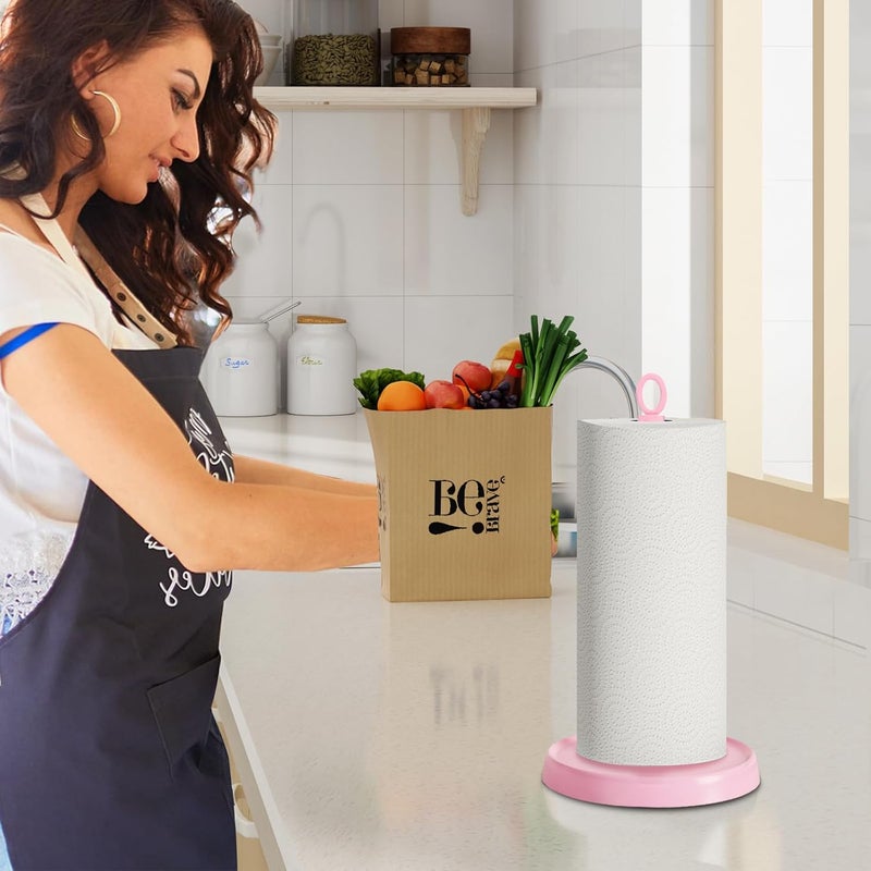 PAROTO Pink Paper Towel Holder Countertop, Pink Kitchen Accessories Decor, Stainless Steel, Paper Towel Stand Holder for Bathroom Farmhouse Essentials with Weighted Base - Image 5